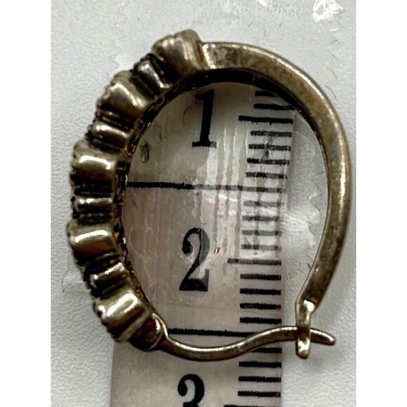 Ross‎ Simons Cubic Zirconia Cluster Huggie Hoop Earrings Silver Sparkle Glam - Picture 6 of 6